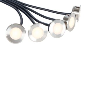 Nerūdijančio plieno terasos LED šviestuvai su šilta šviesa ir kabeliais, įleidžiamas apšvietimas