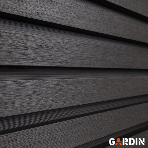 Rumbuota WPC fasado dailylentė Gardin Deco Wall, antracito juodos spalvos, su giliais grioveliais