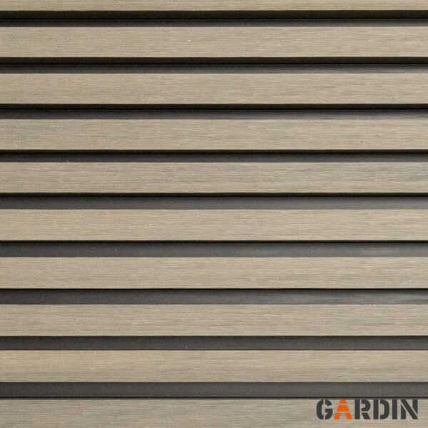 Rumbuota WPC fasado dailylentė Gardin Deco Wall Black, sidabrinės eglės pilkos su juodais grioveliais