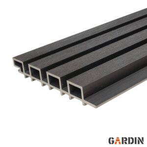 WPC fasado dailylentė Gardin Deco Wall, antracito juodos spalvos, rumbuotas profilis su tuščiaviduriu pjūviu